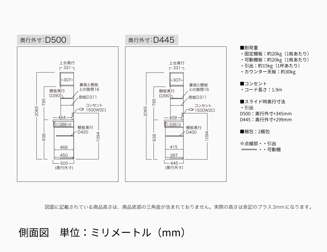JN キッチンキャビネット 高さ206.8cmタイプ