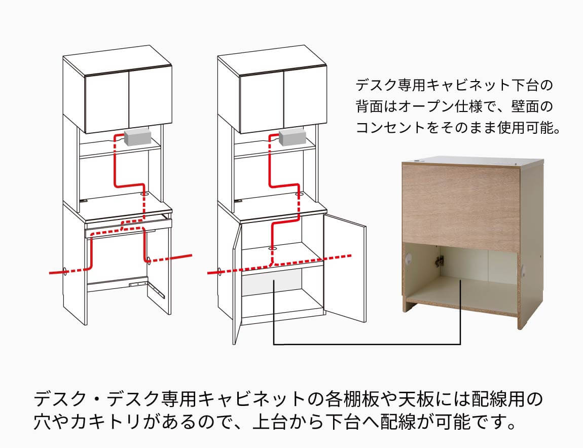 WS 壁面収納デスク Case011(幅160cm)