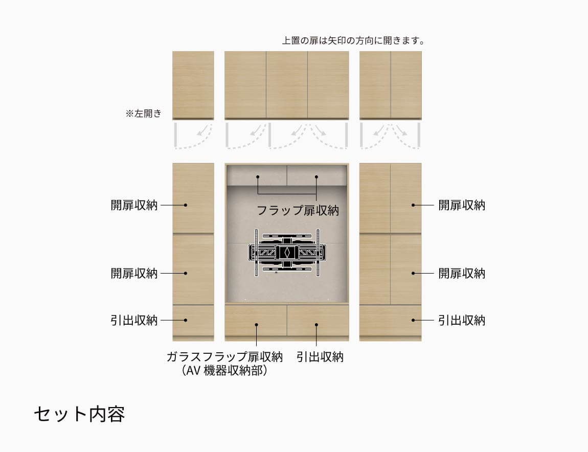 WS 壁面収納テレビボード Case003（幅220cm）