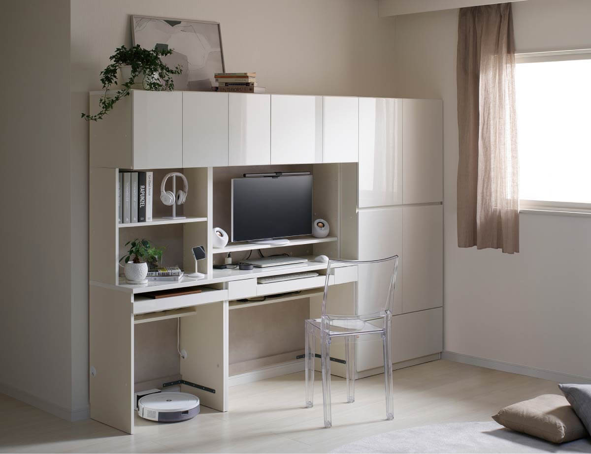 WS 壁面収納デスク Case007(幅240cm)