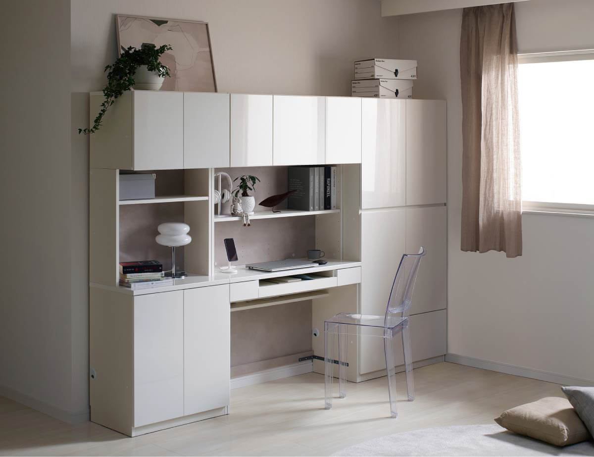 WS 壁面収納デスク Case008（幅240cm）