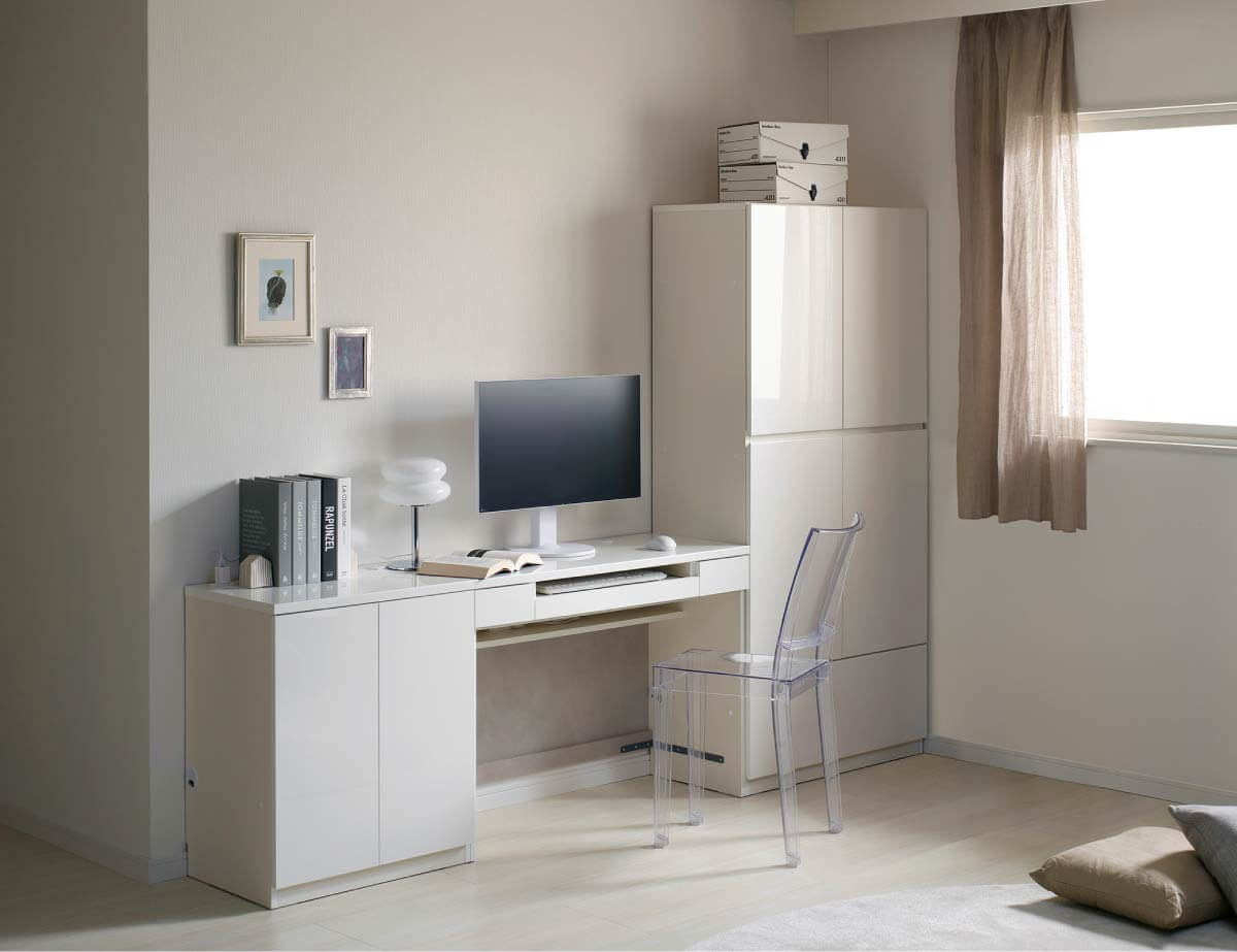 WS 壁面収納デスク Case009（幅240cm）