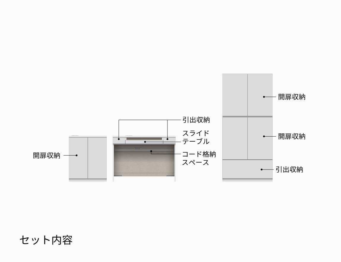 WS 壁面収納デスク Case009（幅240cm）