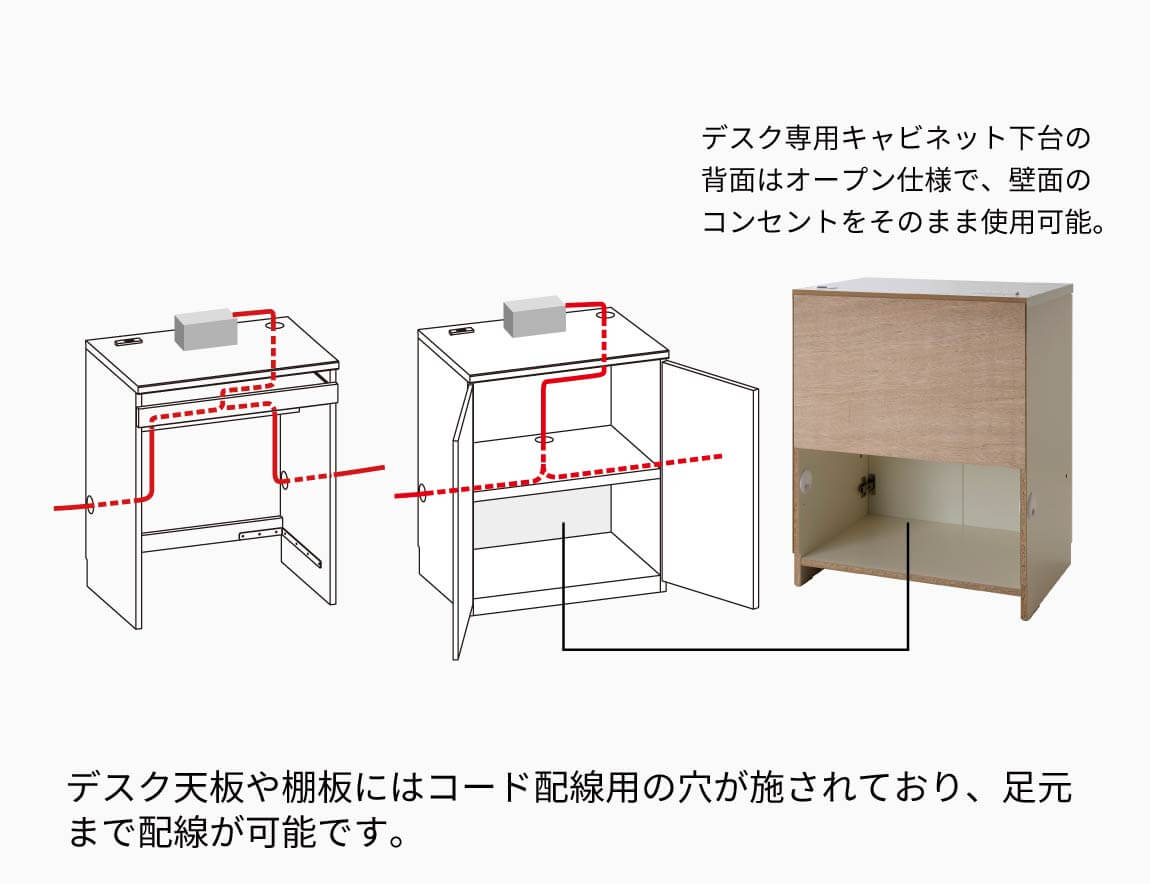 WS 壁面収納デスク Case009（幅240cm）