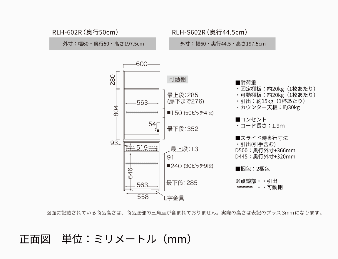 RL キッチンキャビネット 高さ197.8cmタイプ