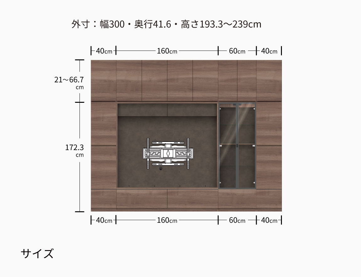 WS 壁面収納テレビボード Case004（幅300cm）