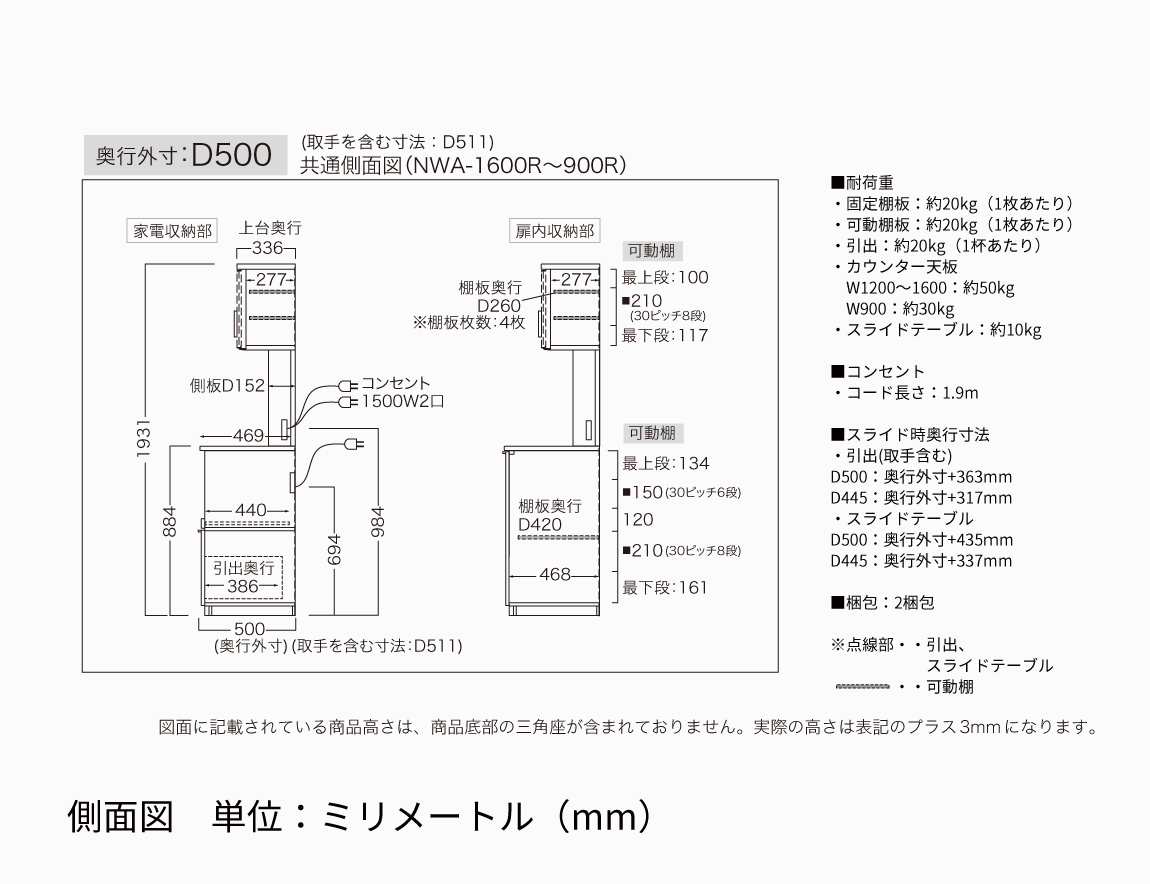 NW 食器棚 引き戸＆下台引出タイプ