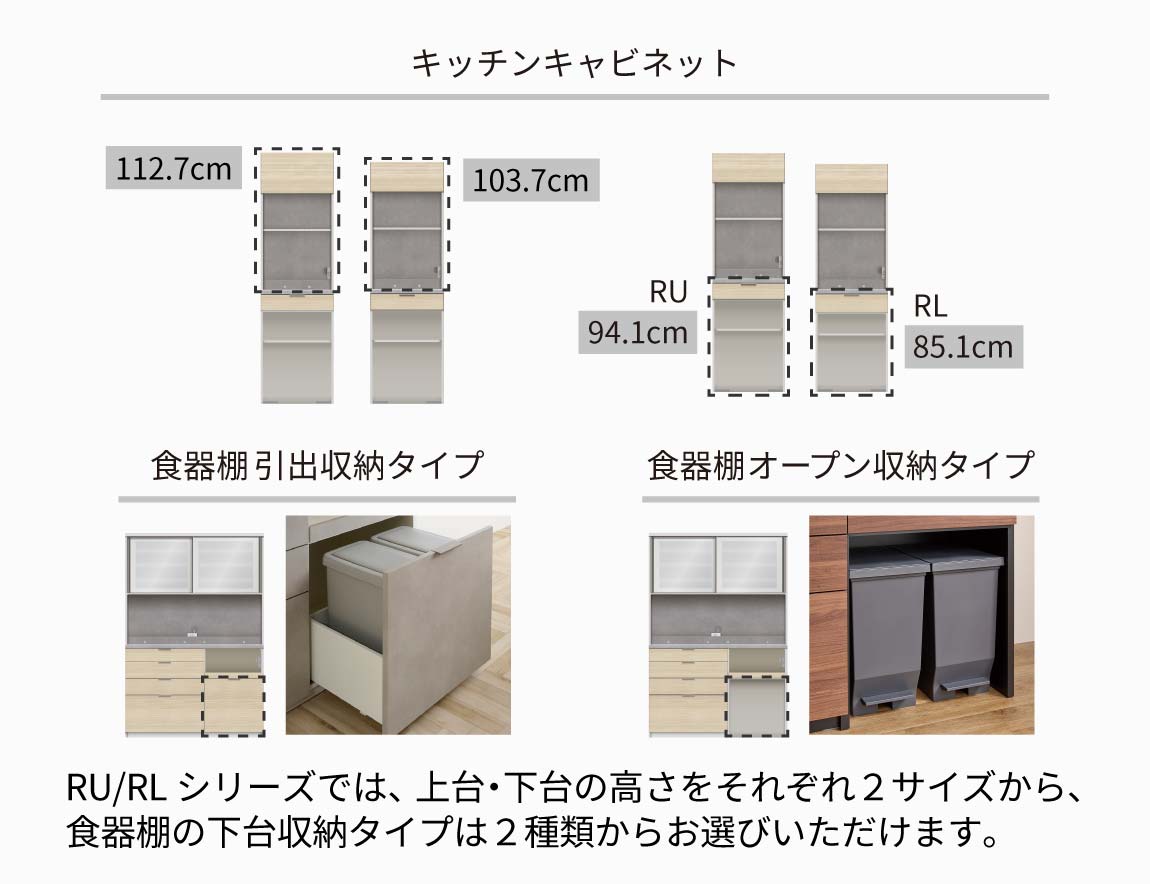 RU キッチンキャビネット 高さ206.8cmタイプ