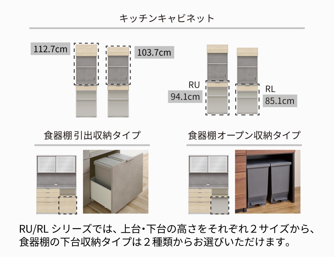 RU キッチンキャビネット 高さ197.8cm
