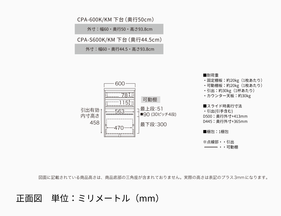 CP キッチンカウンター（引出タイプ）