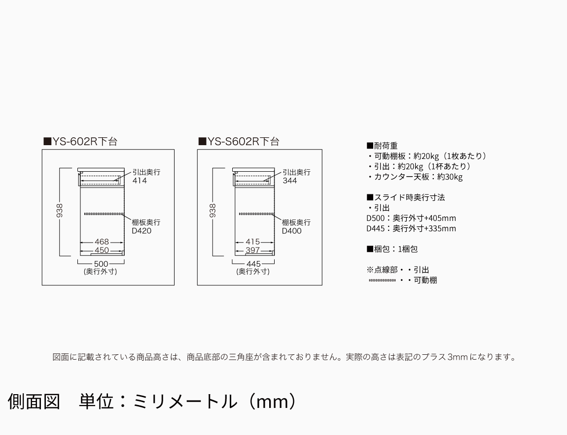 YS キャビネットカウンター 下台オープンタイプ