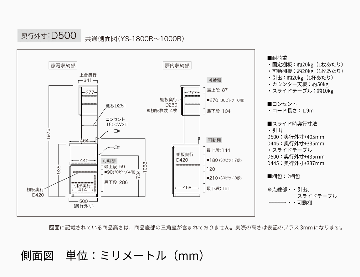 YS 食器棚 下台引出タイプ
