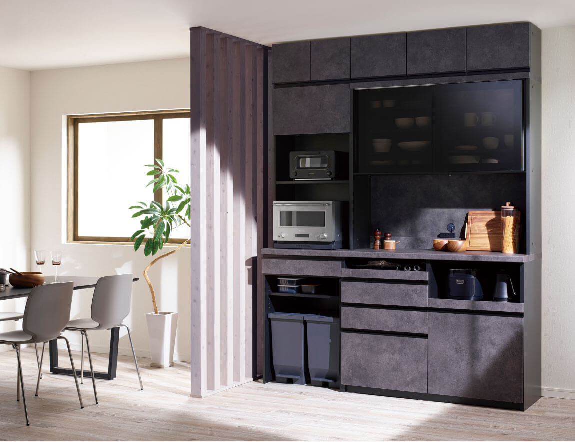 JN 食器棚 高さ206.8cm 下台引出タイプ