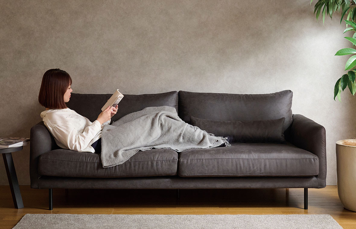 CYシリーズ ソファカラーバリエーション:ブラック / 3Pソファ(幅201cm)