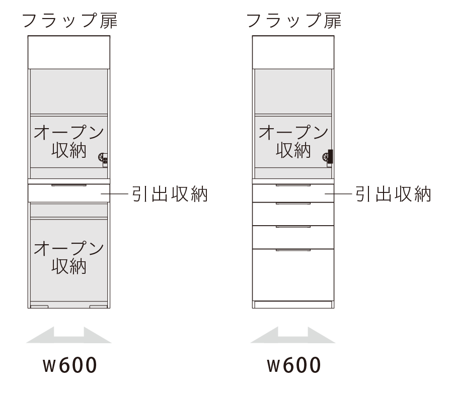 DK 食器棚 サイドアイテム 下台オープンタイプ/下台引出収納タイプ
