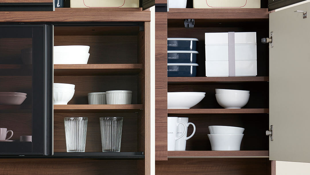 引き戸、開き戸ともにソフトクローズ仕様