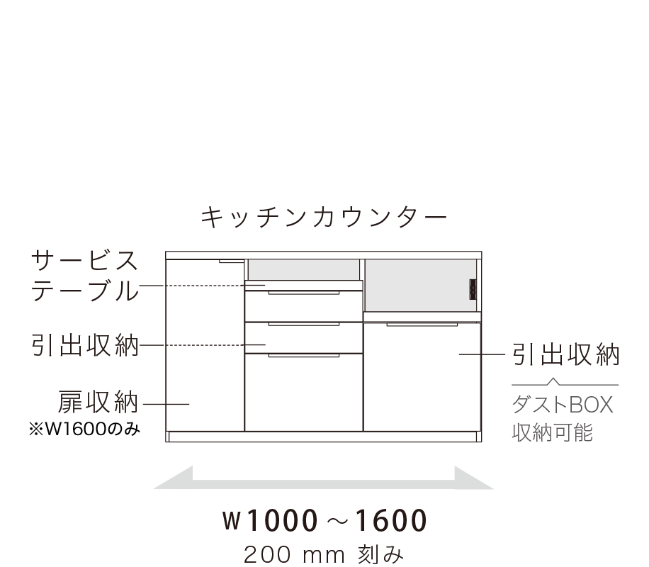 ID キッチンカウンター 引出収納タイプ