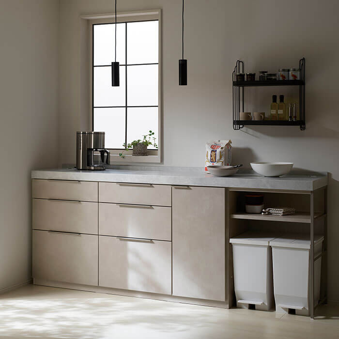 LC キッチンカウンター 下台：ラスターベージュ/天板：ライトストーン