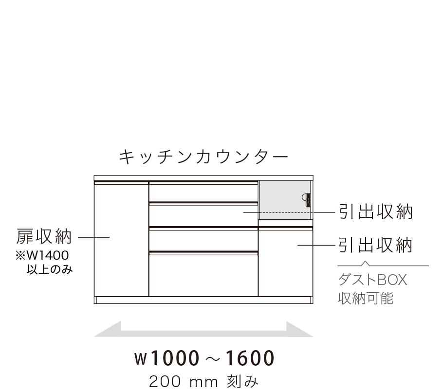 MK キッチンカウンター 引出タイプ