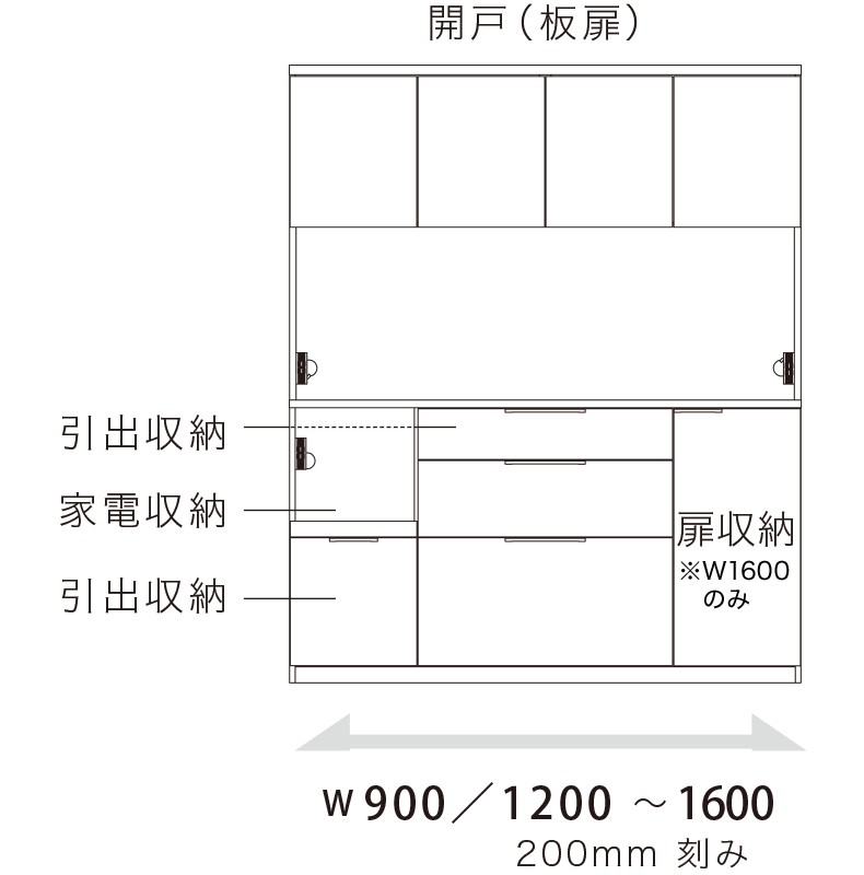 NW 食器棚 開戸（板扉）