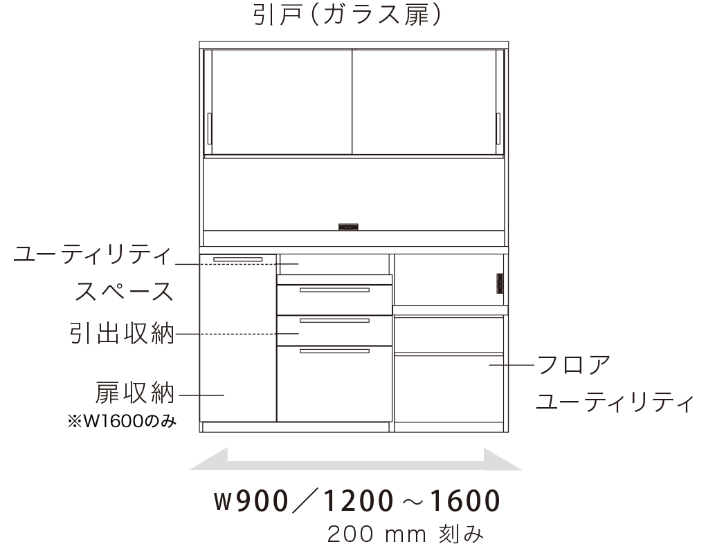 SY 食器棚 引戸（ガラス扉）