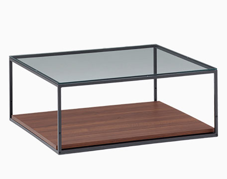IR リビングテーブル（ガラス天板 棚板付）