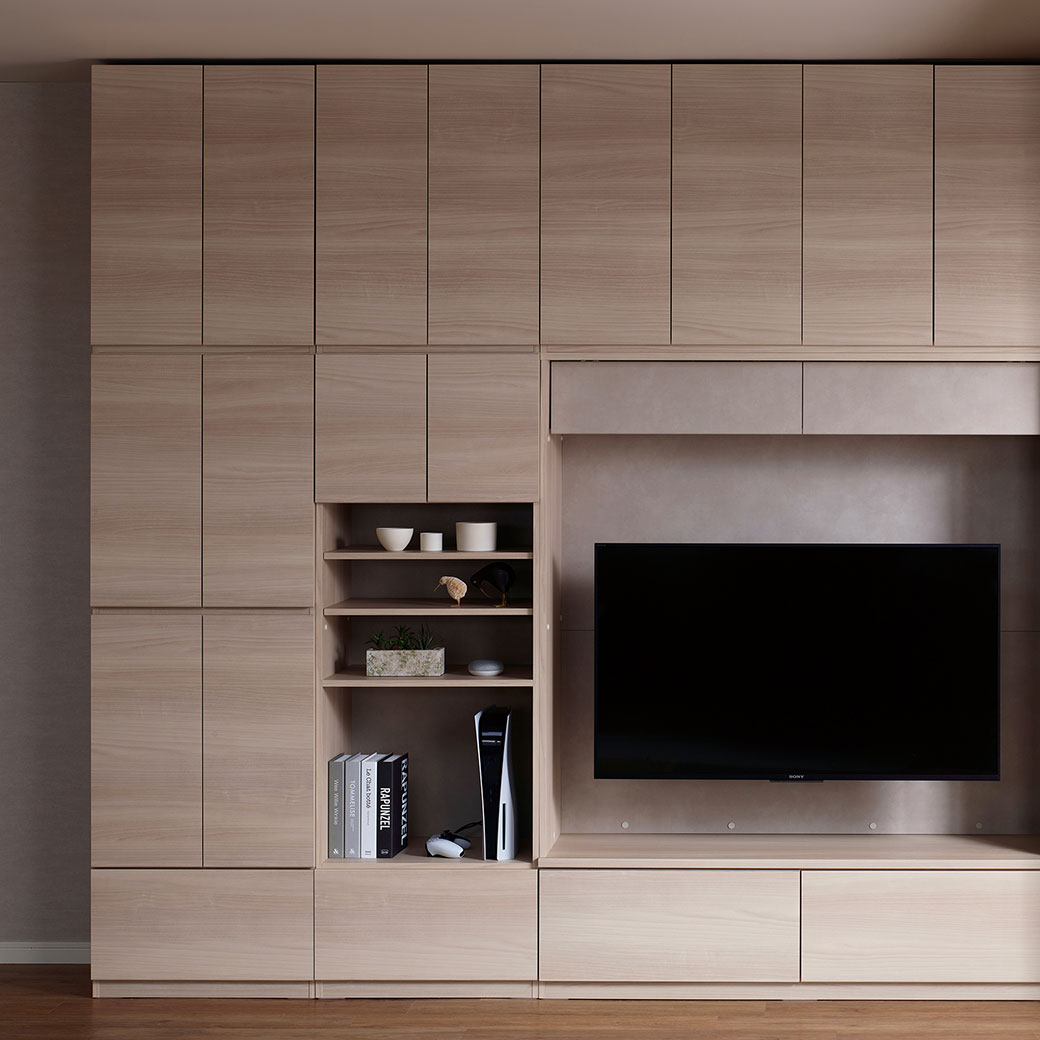 上置と壁面収納のレイアウト例