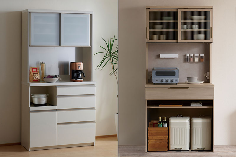 コンパクト・スリムタイプの食器棚