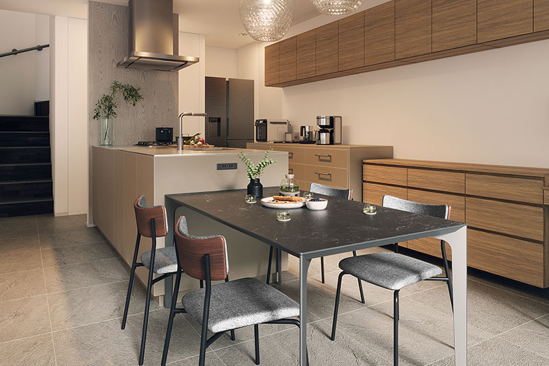 キッチン・ダイニングが横並び・一体型レイアウト