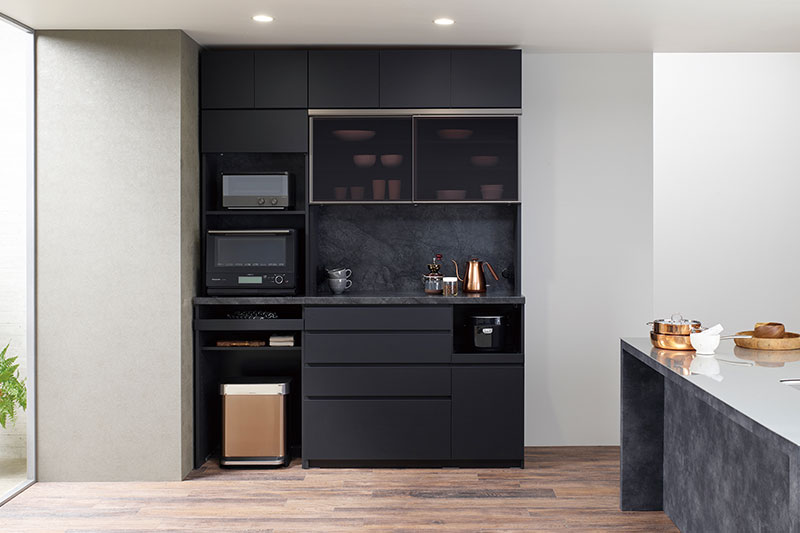 Pamounaの黒系食器棚：CPシリーズ／ハイマットブラック