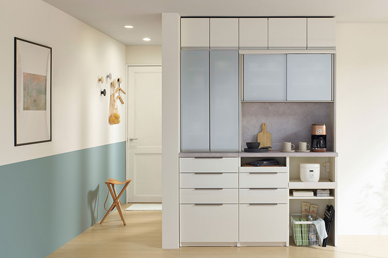 Pamounaの白系食器棚：IDシリーズ／パールホワイト