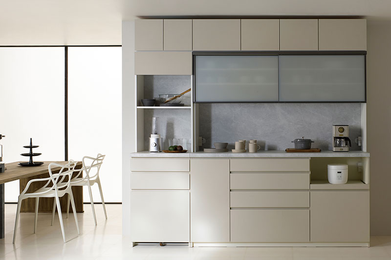 Pamounaのニュアンスカラー食器棚：CPシリーズ／ハイマットベージュ