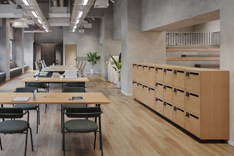 ベラコンテのオフィスロッカーを使用したレイアウト例