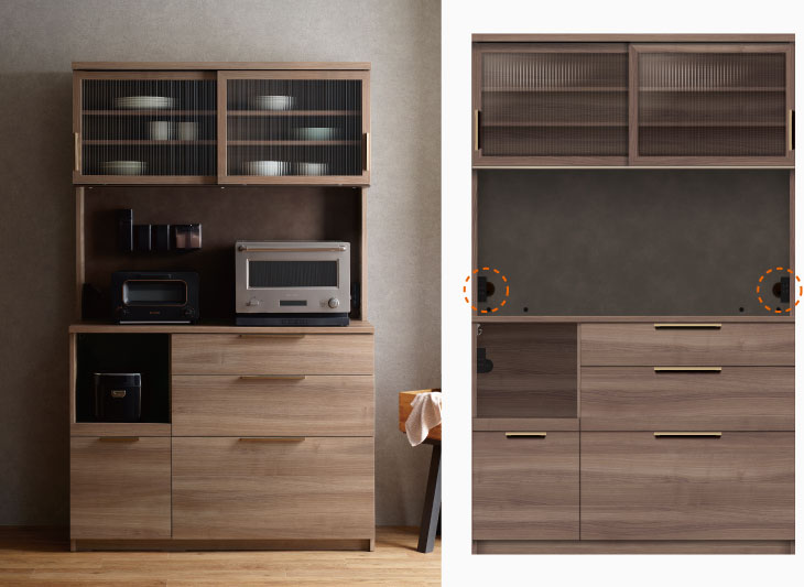 2口コンセントが左右に2箇所