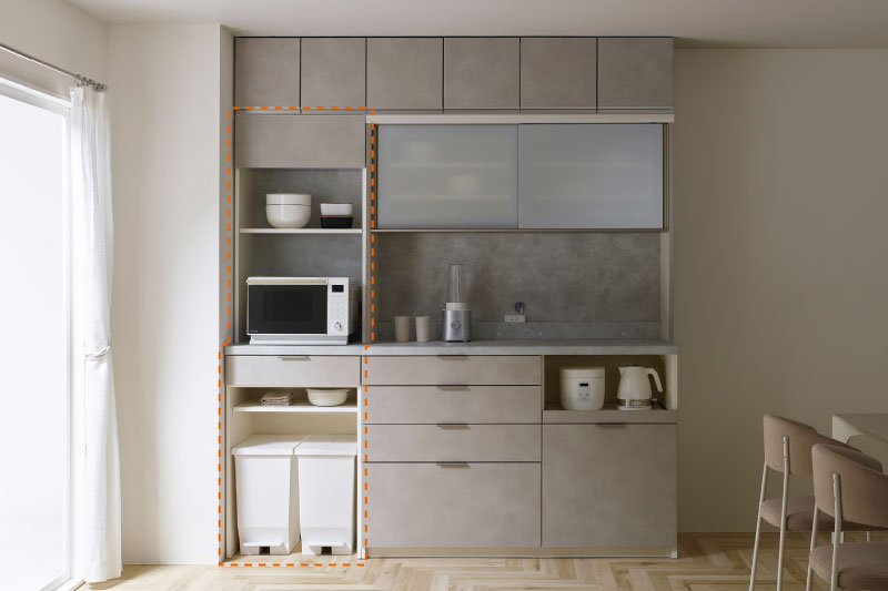 家電タワーを採用したキッチン収納