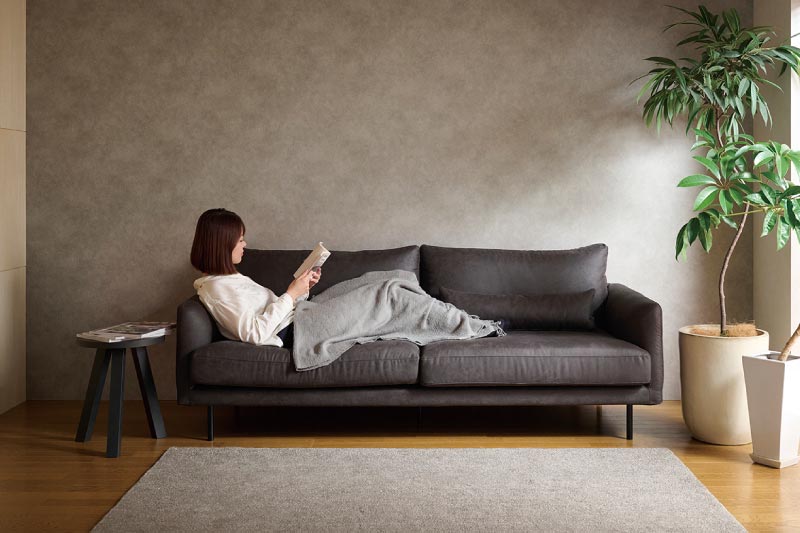 ゆったりくつろげるCYソファ（3P-ブラック）