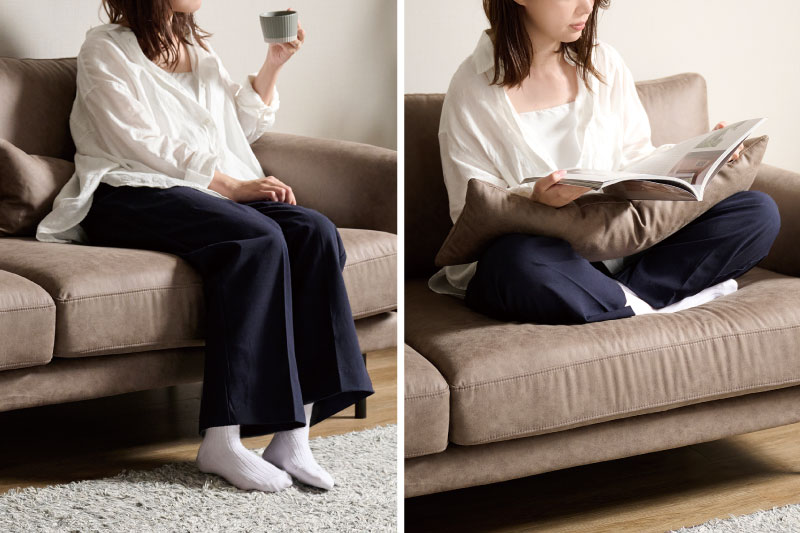 胡坐でも座れるCYソファ