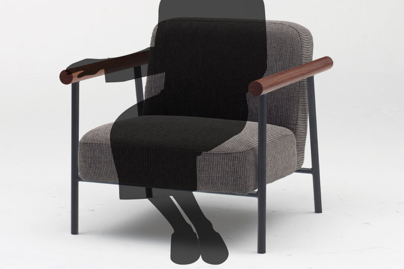 狭い座面のソファ