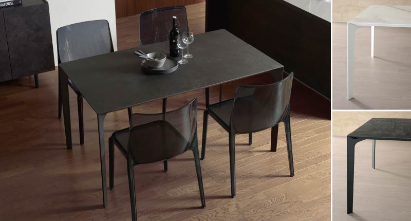 CXセラミックテーブルのスリムラインアイアン脚は2色展開