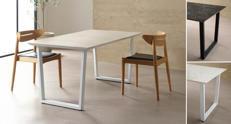 CXセラミックテーブルのスクエアスタンドアイアン脚は2色展開