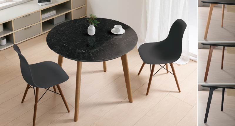 CXセラミックテーブルの無垢脚は3色展開