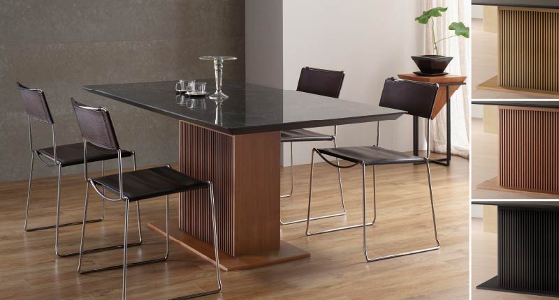 CXセラミックテーブルのスクエアリブ脚は3色展開