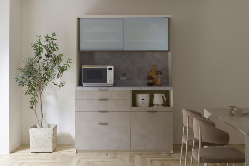 ラスターベージュのRU食器棚